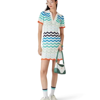 Mini-jurk met gehaakt golfpatroon in kleurverloop