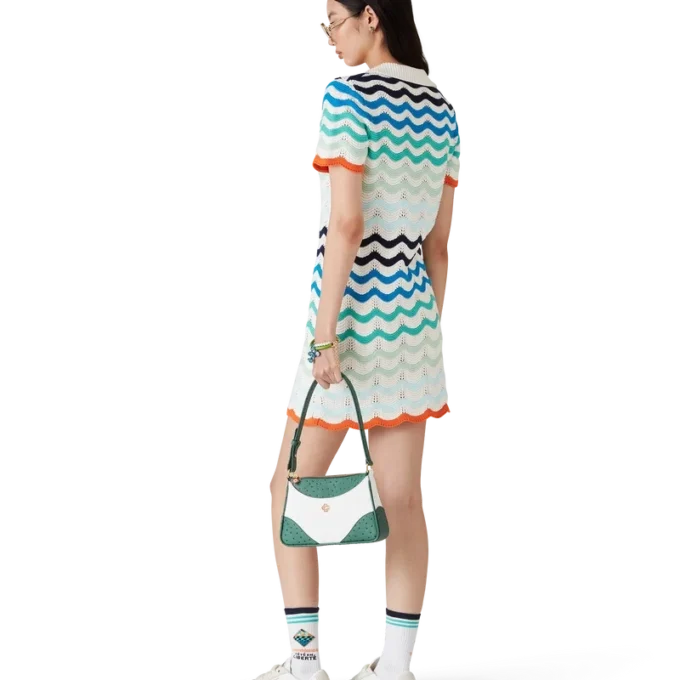 Mini-jurk met gehaakt golfpatroon in kleurverloop Mini-jurk met gehaakt golfpatroon in kleurverloop