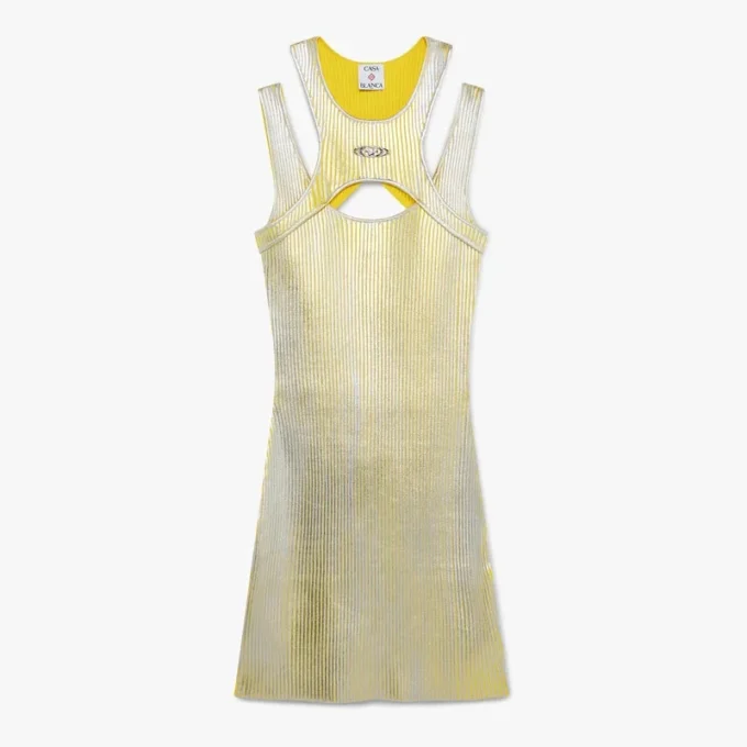 Mini-jurk met gele foliedruk