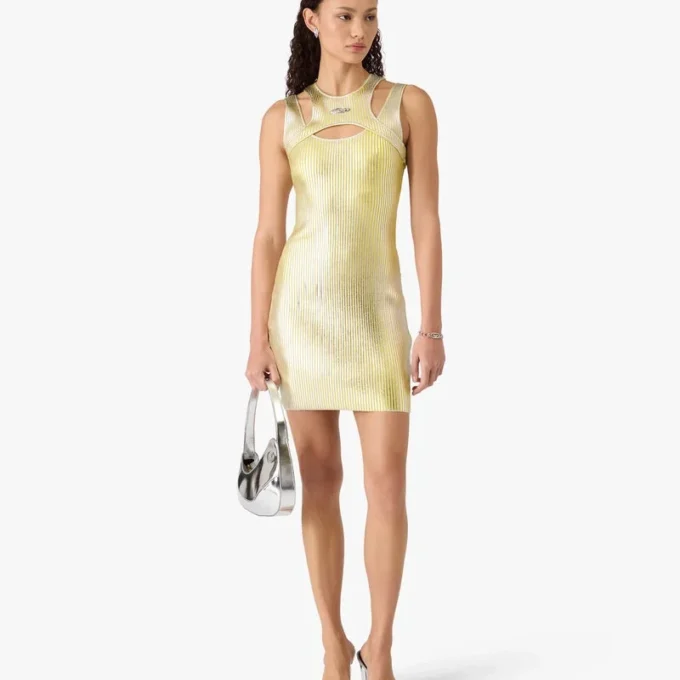 Mini-jurk met gele foliedruk