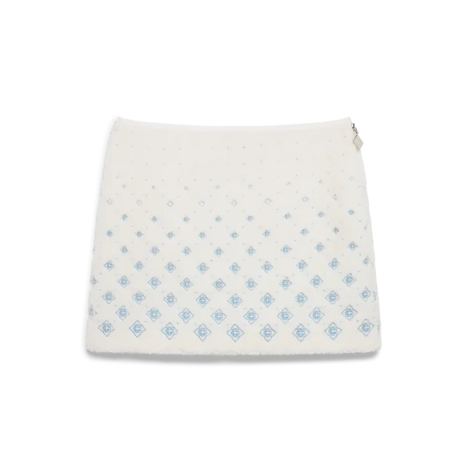 Minirok van fleece met geborduurd monogram in kleurverloop Minirok van fleece met geborduurd monogram in kleurverloop