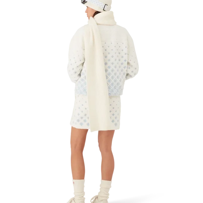 Minirok van fleece met geborduurd monogram in kleurverloop Minirok van fleece met geborduurd monogram in kleurverloop