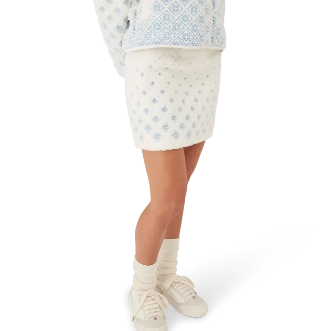 Minirok van fleece met geborduurd monogram in kleurverloop Minirok van fleece met geborduurd monogram in kleurverloop