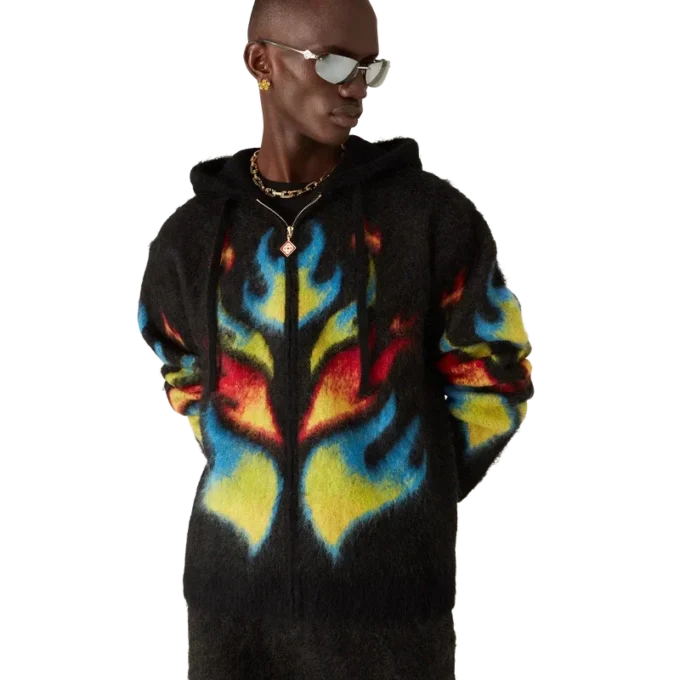 Mohair Flame Laurel Hoodie met rits