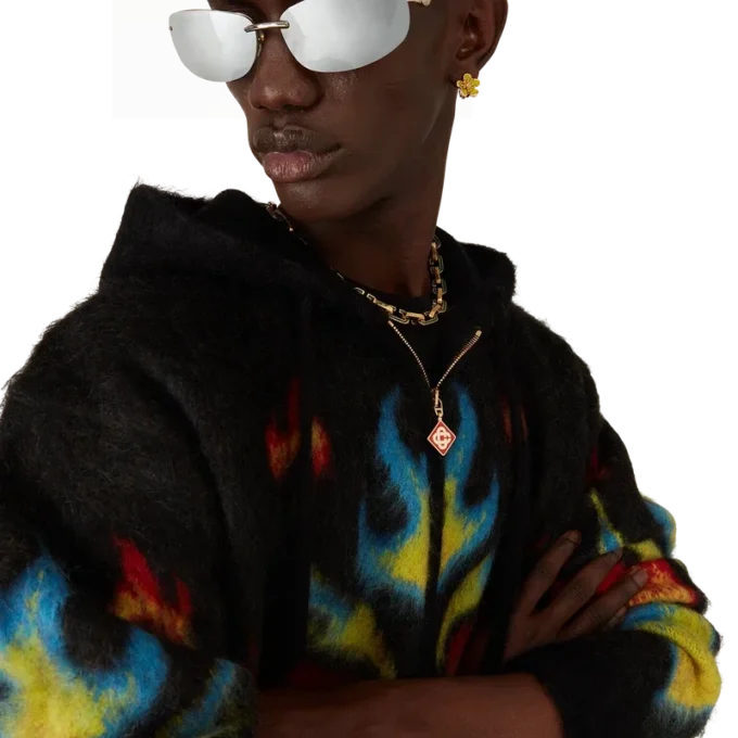 Mohair Flame Laurel Hoodie met rits