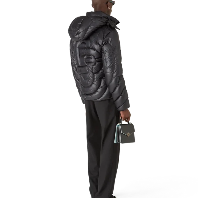 Monogram gewatteerd nylon pufferjack