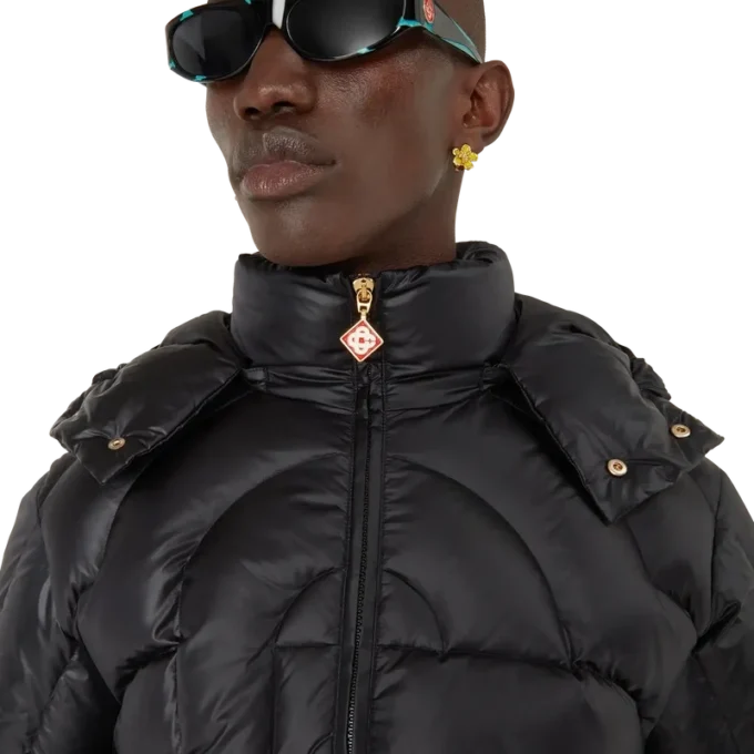 Monogram gewatteerd nylon pufferjack