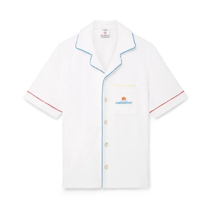 Monogram Jacquard T-shirt met korte mouwen van badstof Monogram Jacquard T-shirt met korte mouwen van badstof