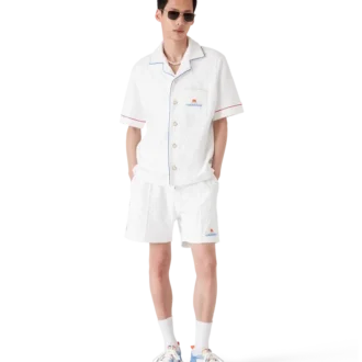 Monogram Jacquard T-shirt met korte mouwen van badstof