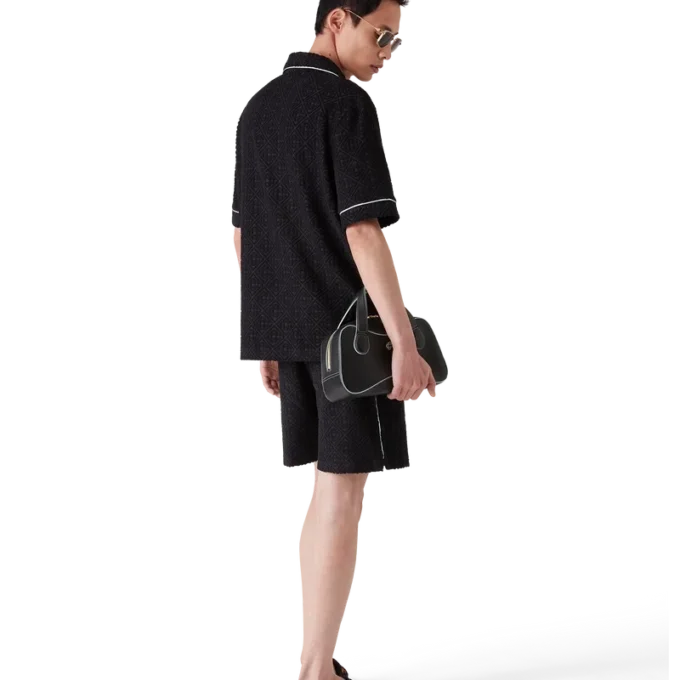 Monogram Jacquard T-shirt met korte mouwen van badstof Monogram Jacquard T-shirt met korte mouwen van badstof