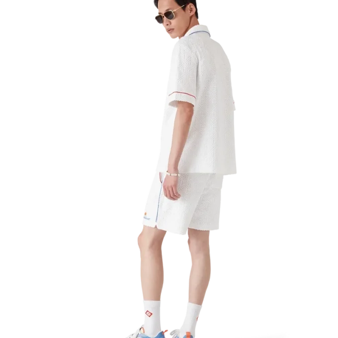 Monogram Jacquard T-shirt met korte mouwen van badstof Monogram Jacquard T-shirt met korte mouwen van badstof