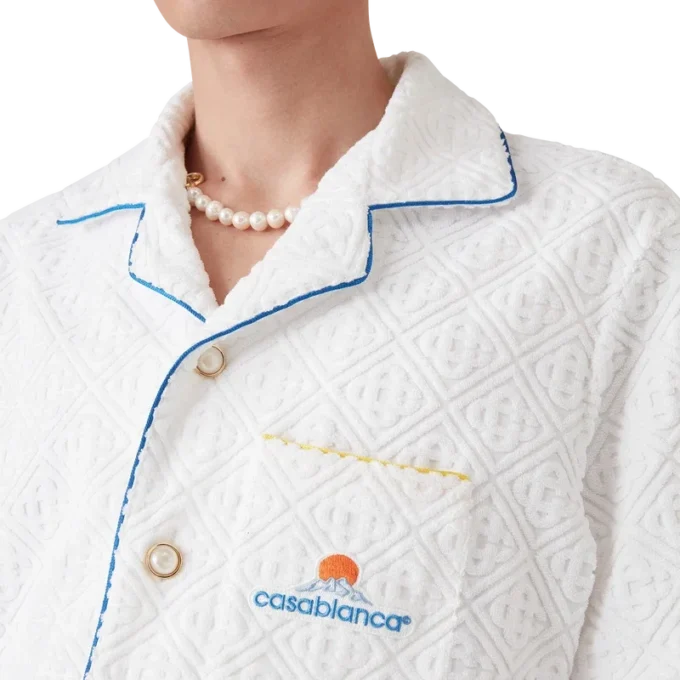 Monogram Jacquard T-shirt met korte mouwen van badstof Monogram Jacquard T-shirt met korte mouwen van badstof