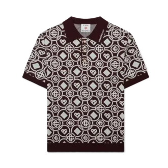 Monogram katoen gebreid poloshirt