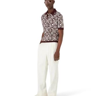 Monogram katoen gebreid poloshirt