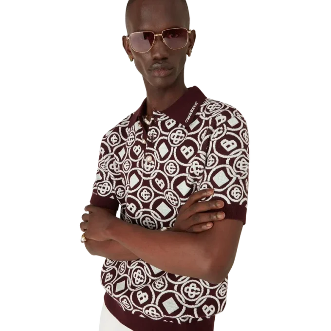 Monogram katoen gebreid poloshirt Monogram katoen gebreid poloshirt