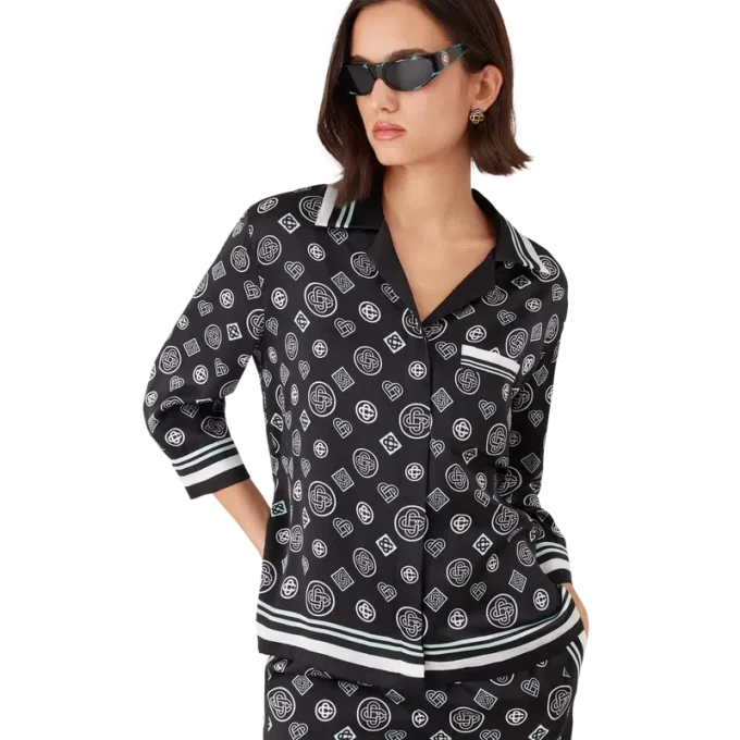 Monogram pyjama van zijden satijn Monogram pyjama van zijden satijn