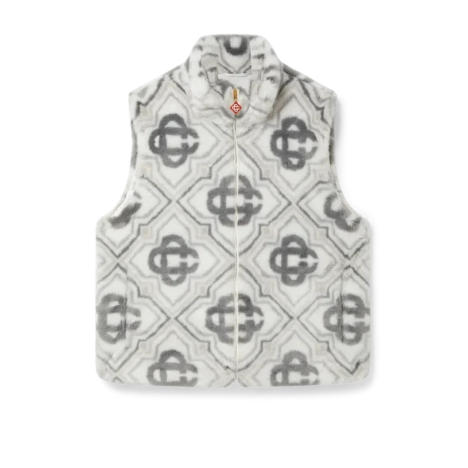 Monogram-vest van imitatiebont
