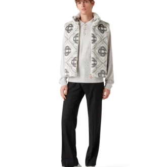 Monogram-vest van imitatiebont