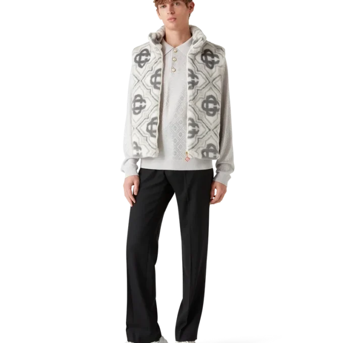 Monogram-vest van imitatiebont