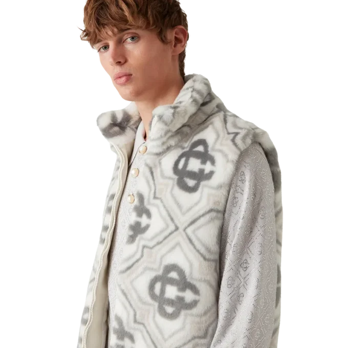 Monogram-vest van imitatiebont