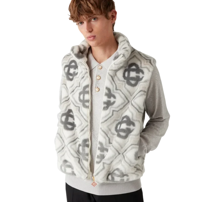 Monogram-vest van imitatiebont