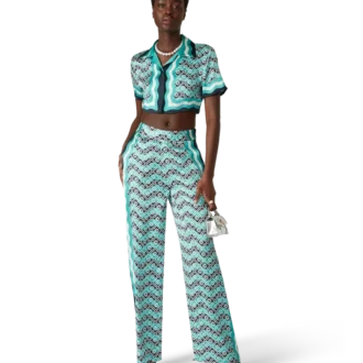 Monogram Wave zijden broek