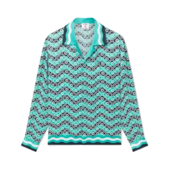 Monogram Wave zijden overhemd met lange mouwen