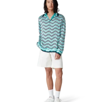 Monogram Wave zijden overhemd met lange mouwen