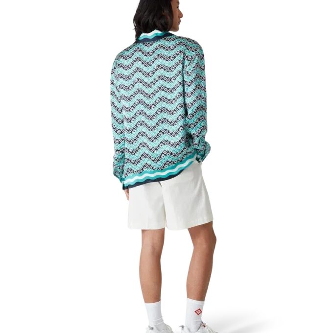 Monogram Wave zijden overhemd met lange mouwen