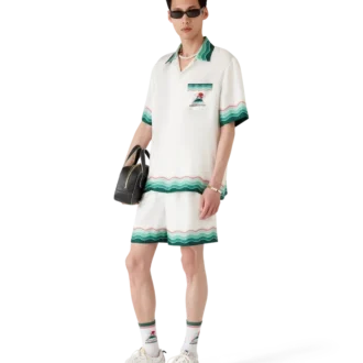 Montagne Ondulae zijden overhemd met korte mouwen