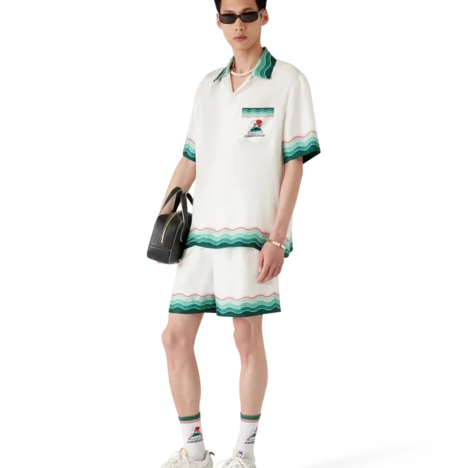 Montagne Ondulae zijden overhemd met korte mouwen