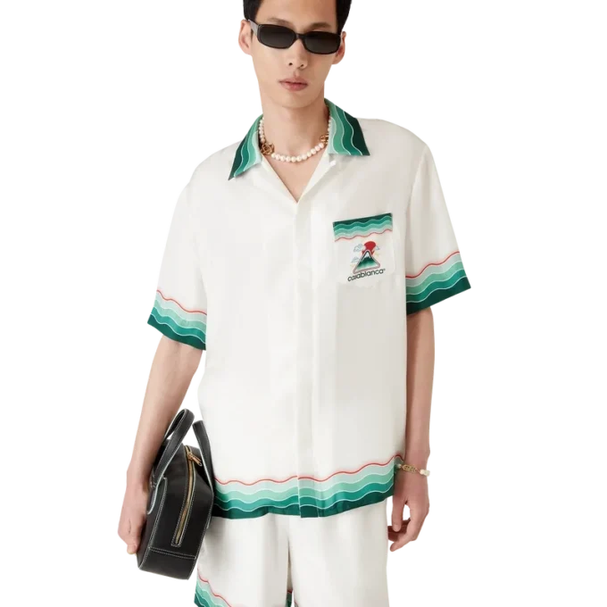 Montagne Ondulae zijden overhemd met korte mouwen