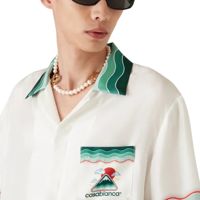 Montagne Ondulae zijden overhemd met korte mouwen