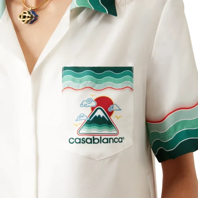 Montagne Ondulee zijden overhemd met korte mouwen