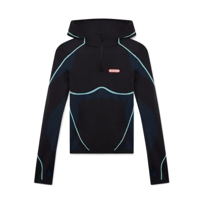 Naadloze top met capuchon en lange mouwen