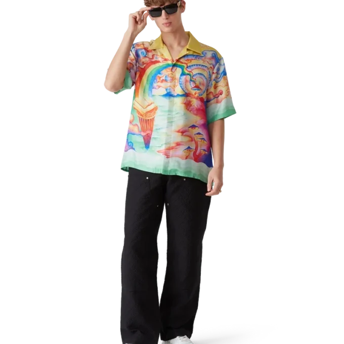 Nature’s Teacher zijden overhemd met korte mouwen