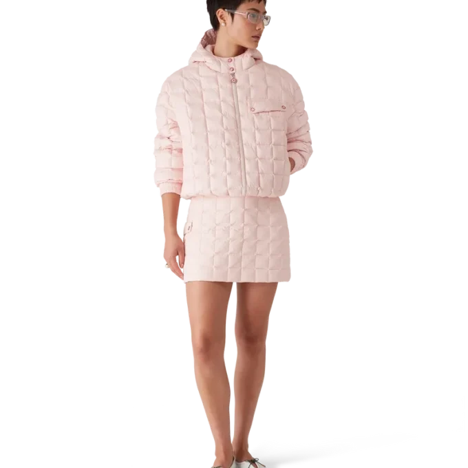 Nylon gewattede minirok