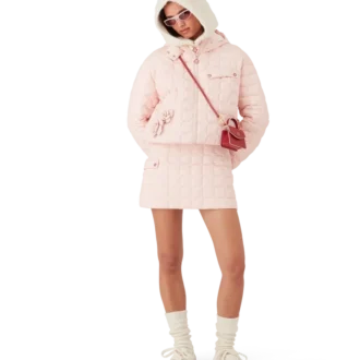 Nylon gewatteerd jack met capuchon