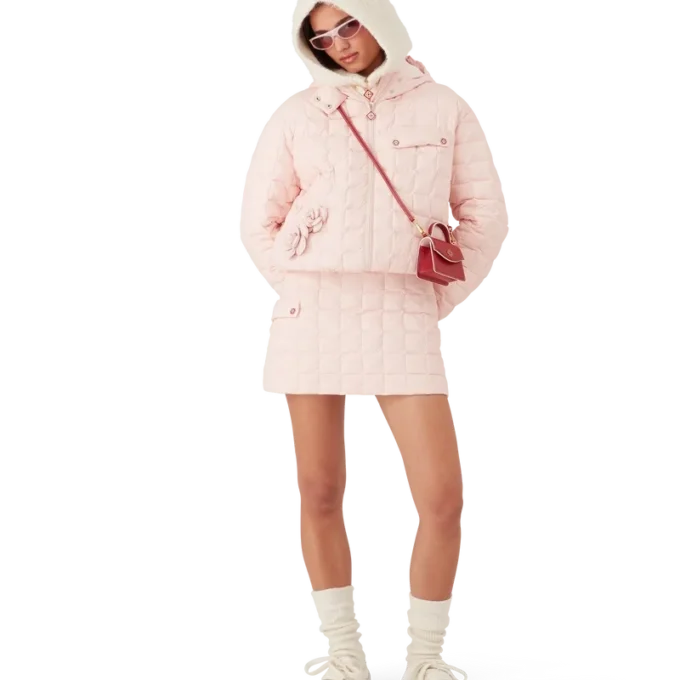 Nylon gewatteerd jack met capuchon