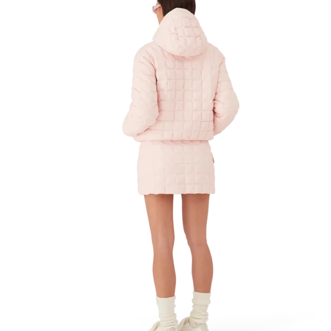 Nylon gewatteerd jack met capuchon