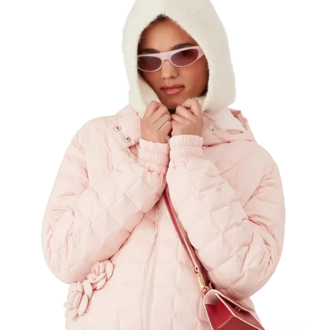 Nylon gewatteerd jack met capuchon