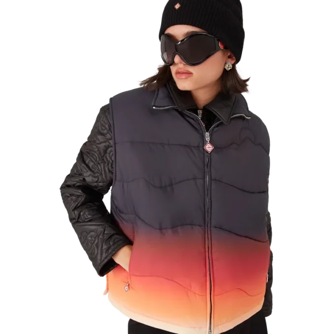 Nylon puffer-gilet met kleurverloop