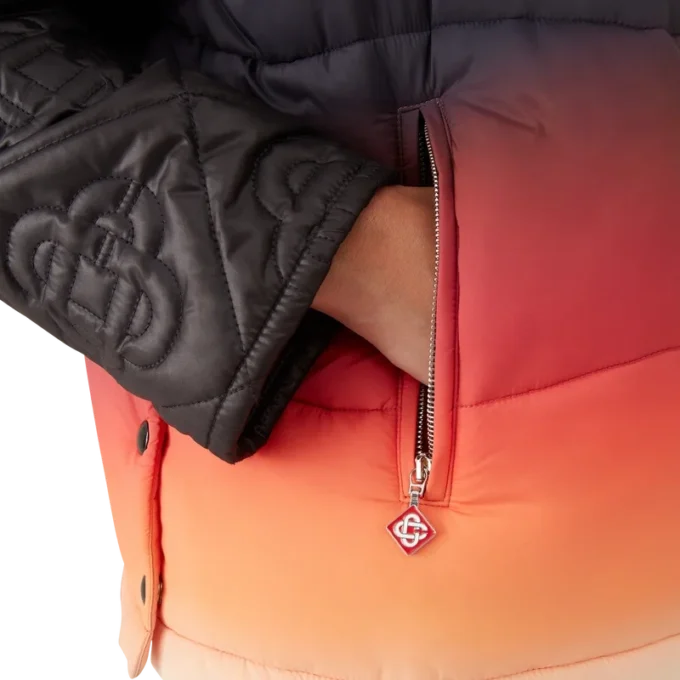 Nylon puffer-gilet met kleurverloop