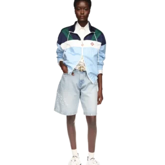 Nylon trainingsjack met krijtstreep