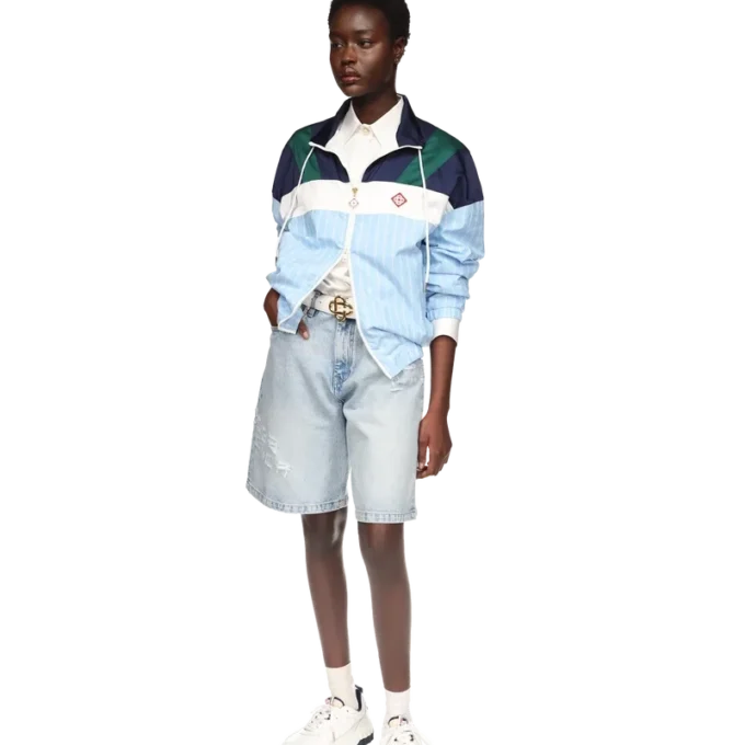 Nylon trainingsjack met krijtstreep