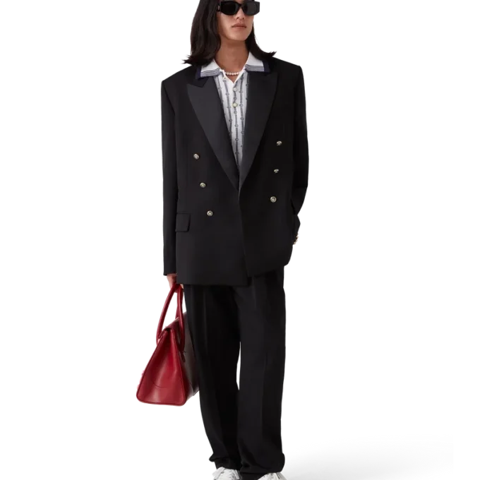 Op maat gemaakte broek van wol met vijf plooien Op maat gemaakte broek van wol met vijf plooien