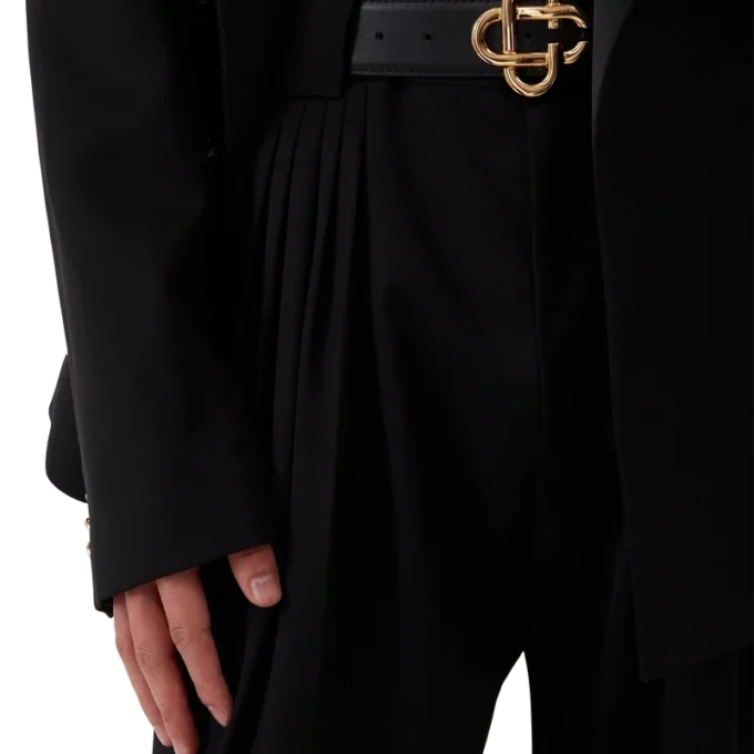 Op maat gemaakte broek van wol met vijf plooien Op maat gemaakte broek van wol met vijf plooien