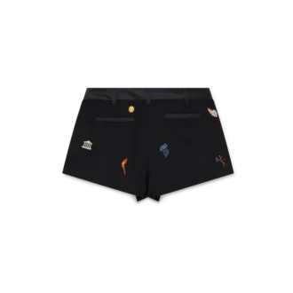 Op maat gemaakte wollen Short met geborduurd motief