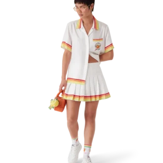 Oranje Mascot geplooide zijden twill rok