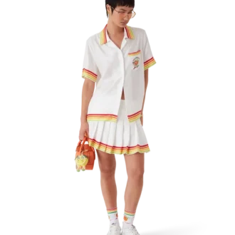 Oranje Mascot-overhemd met korte mouwen van zijden twill